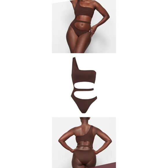 SKIMS Swim One Shoulder Monokini Coca Womens Large - Picture 12 of 12